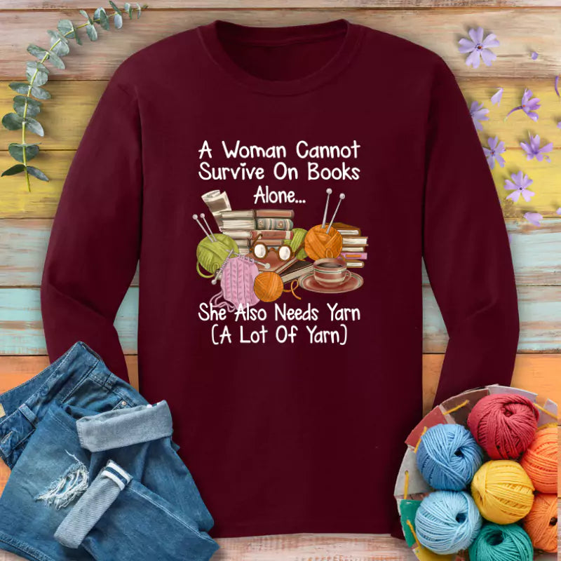 Books & Yarn Lover Long Sleeve T-shirt