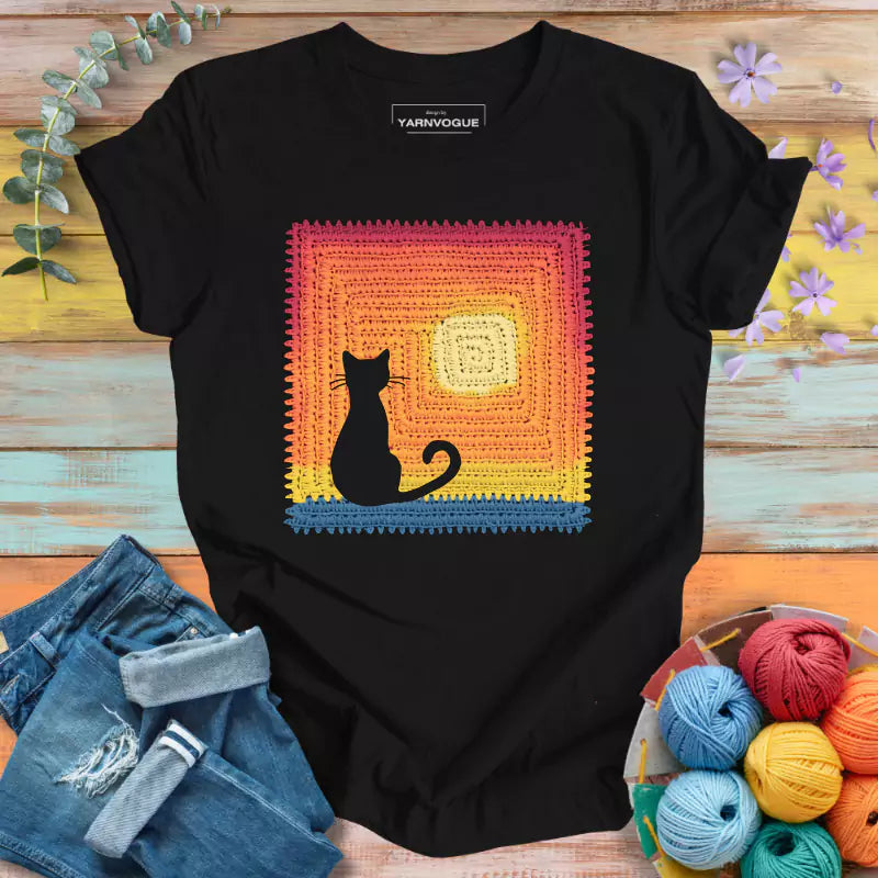 Cat Granny Square T-shirt