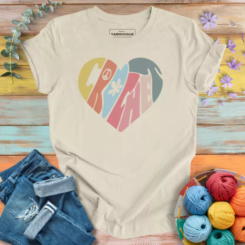 Crochet Peace Heart T-shirt