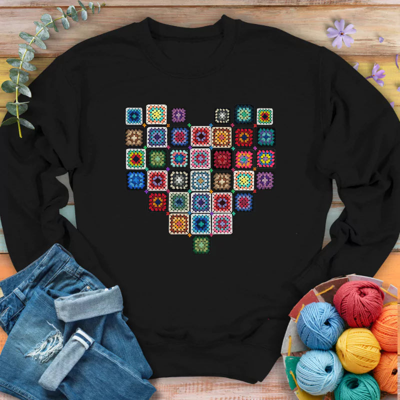 Granny Squares Heart Sweatshirt