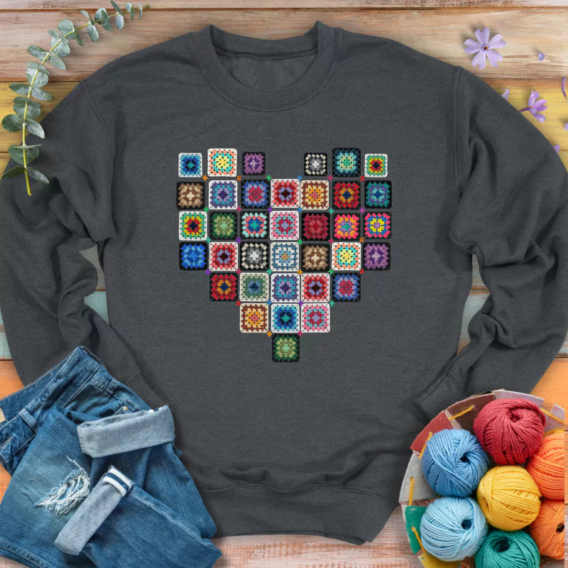 Granny Squares Heart Sweatshirt