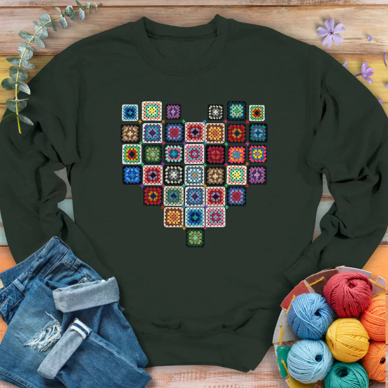 Granny Squares Heart Sweatshirt