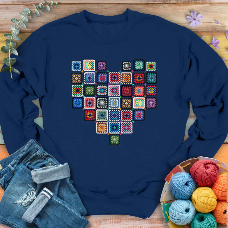 Granny Squares Heart Sweatshirt