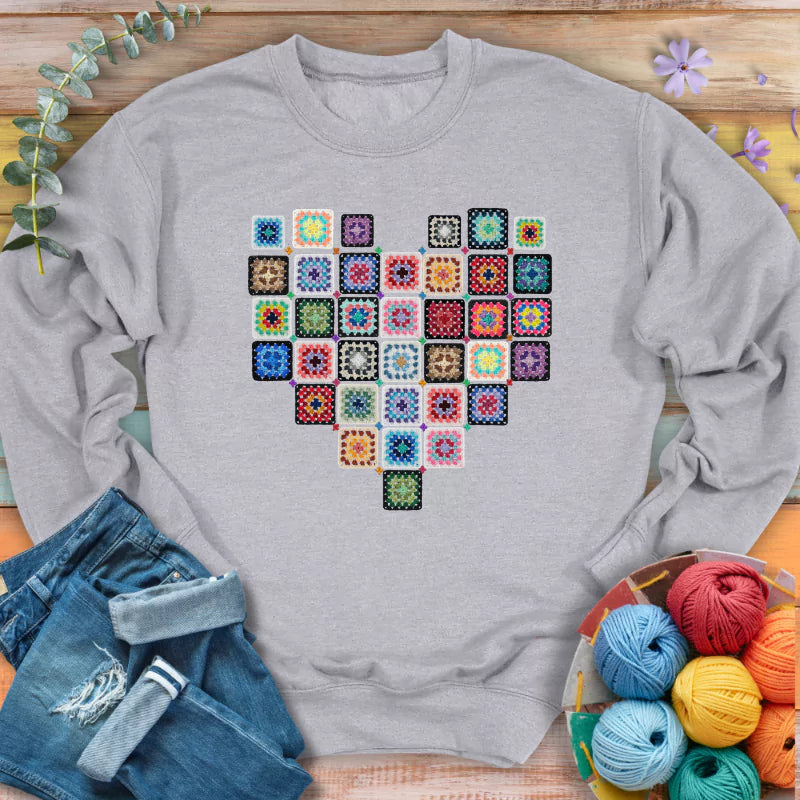 Granny Squares Heart Sweatshirt