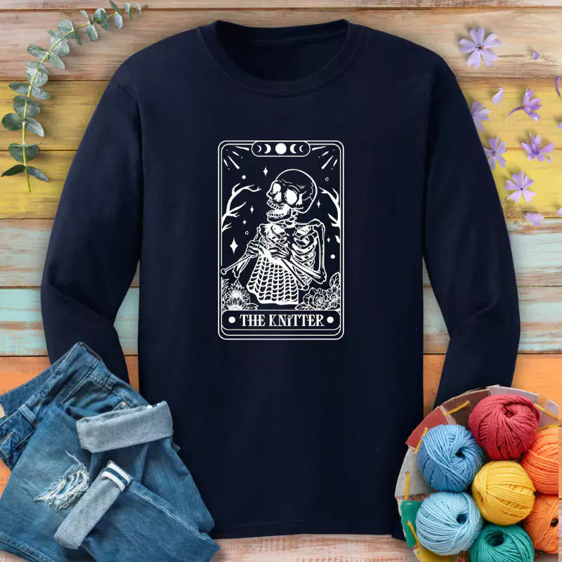 Knitter Tarot Card Long Sleeve T-shirt