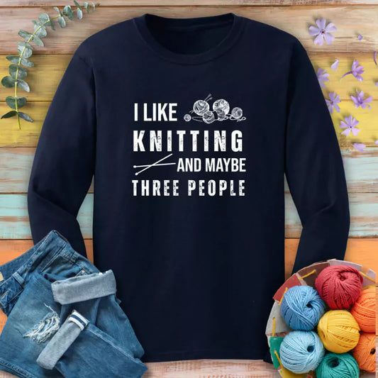 Knitting & 3 People Long Sleeve T-shirt