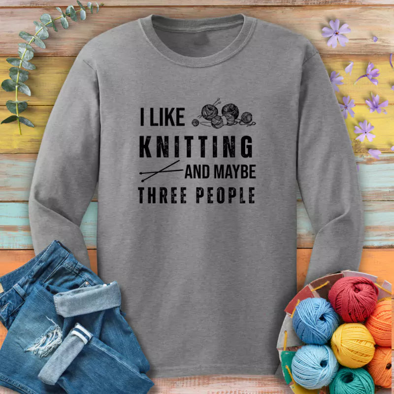 Knitting & 3 People Long Sleeve T-shirt