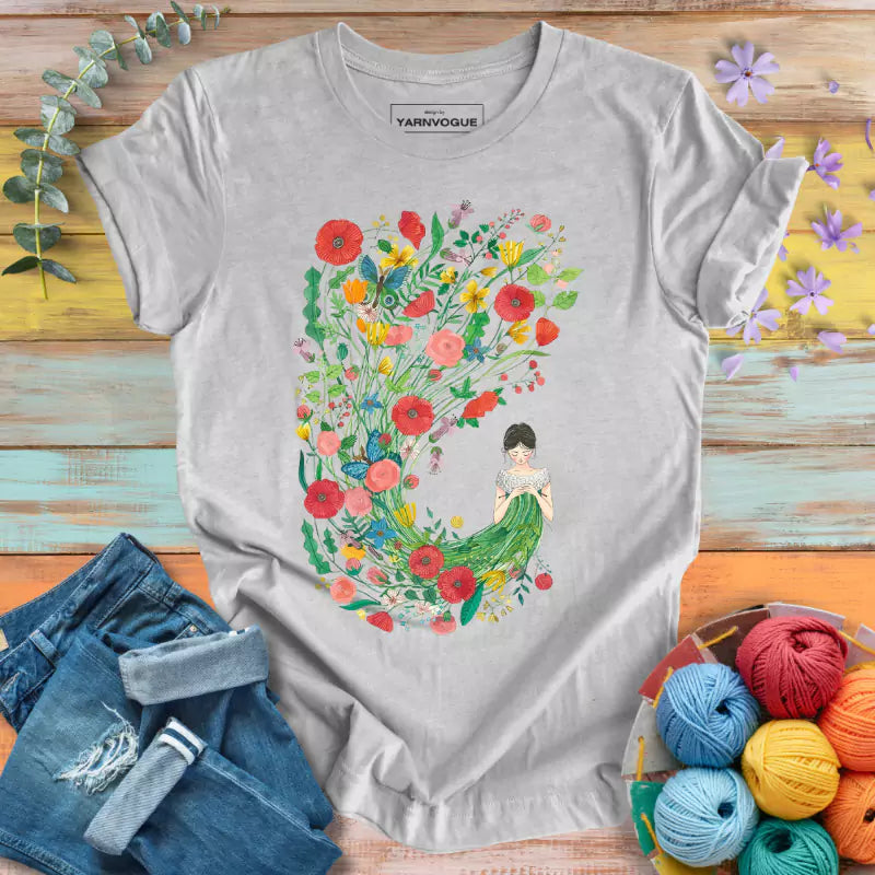 Knitting Flower Girl T-shirt