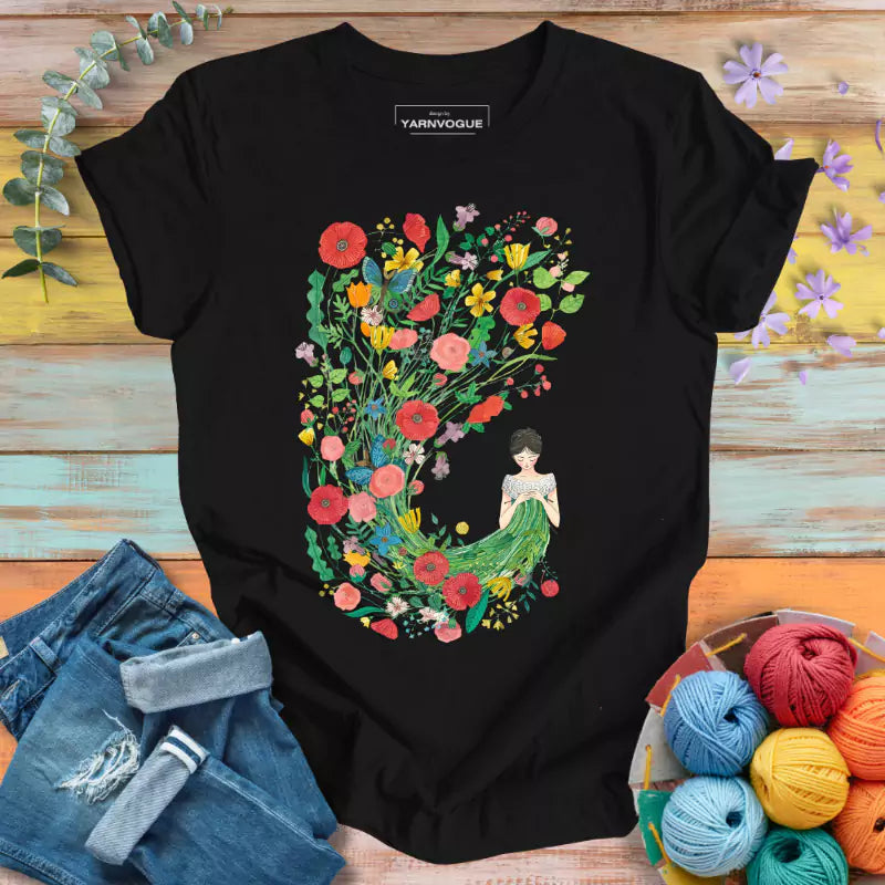 Knitting Flower Girl T-shirt