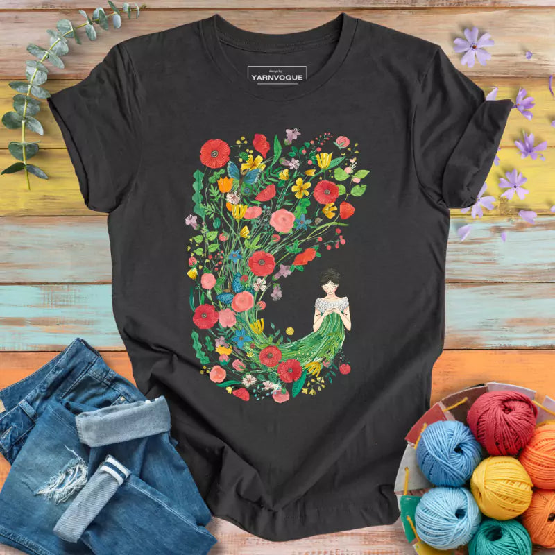 Knitting Flower Girl T-shirt