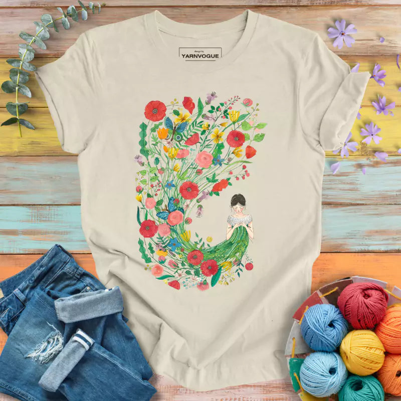 Knitting Flower Girl T-shirt