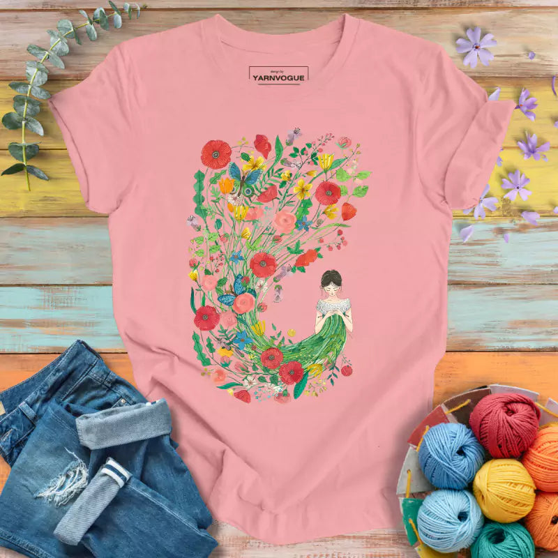 Knitting Flower Girl T-shirt