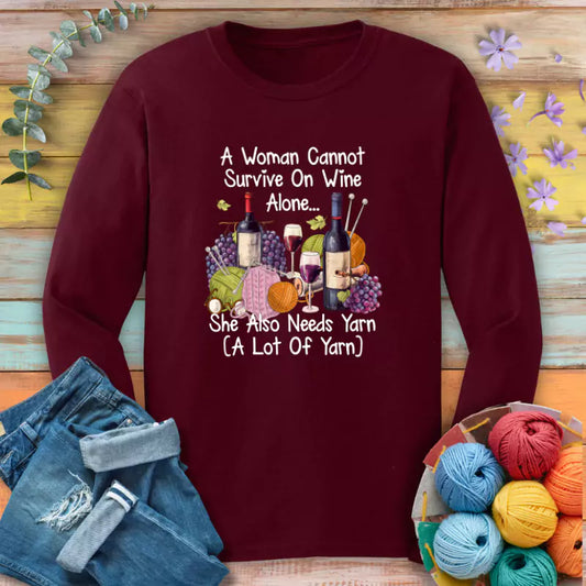 Wine & Yarn Lover Long Sleeve T-shirt