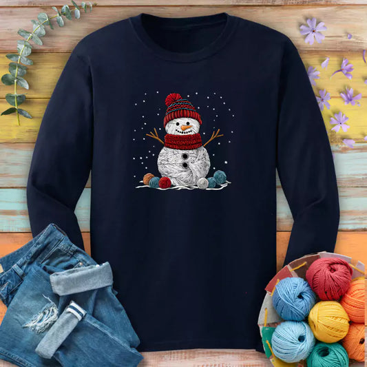 Yarn Snowman Long Sleeve T-shirt